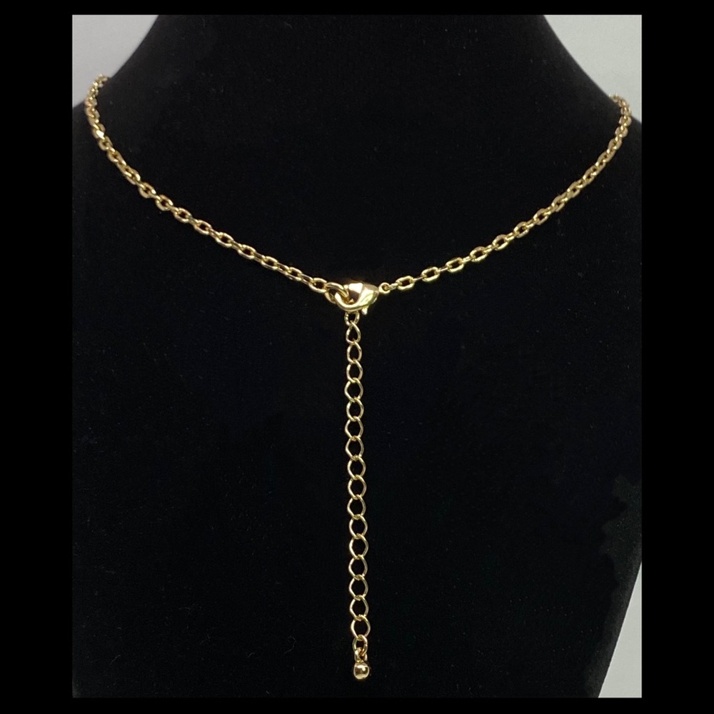 Vintage Chandelier Blk Faceted Faux Onyx Gold-Tone Earrings & Geometric Necklace - Picture 6 of 6